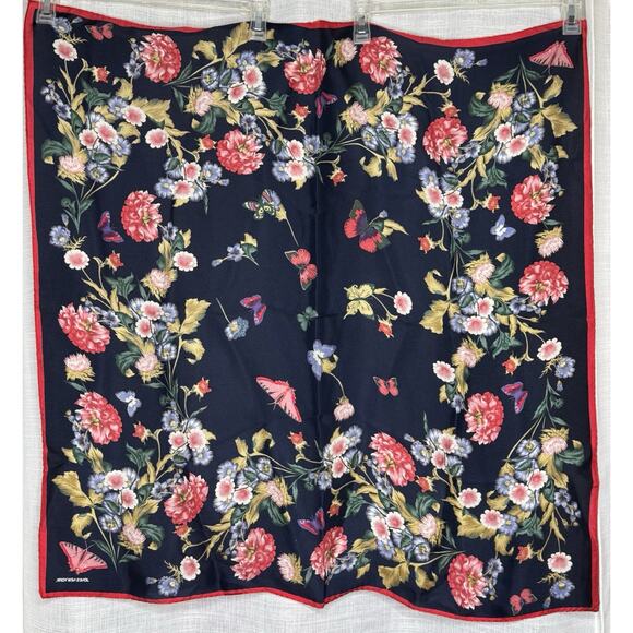 Jones New York Women's Scarf Navy Blue Floral Multicolor Floral 31"/31" Square - Picture 4 of 4